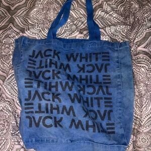 Jack White Blue Canvas Tote Bag with Black Print